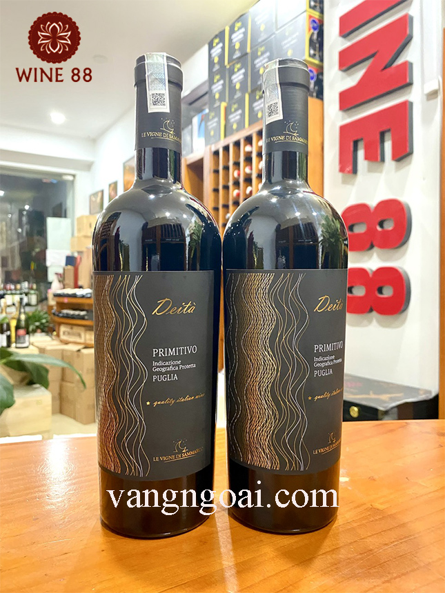 Hình ảnh 2 chai rượu vang Ý Deita Primitivo